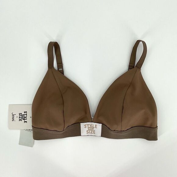 Style Not Size For Jenni Triangle Solid Bralette Bra Tobacco Tan Women Medium - Picture 1 of 8